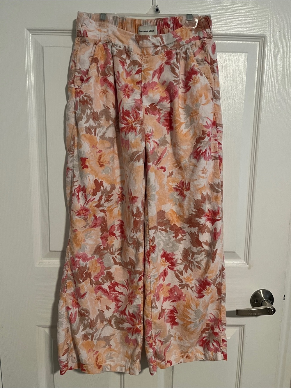 Floral Wide-Leg Linen Blend Pants - Multicolor